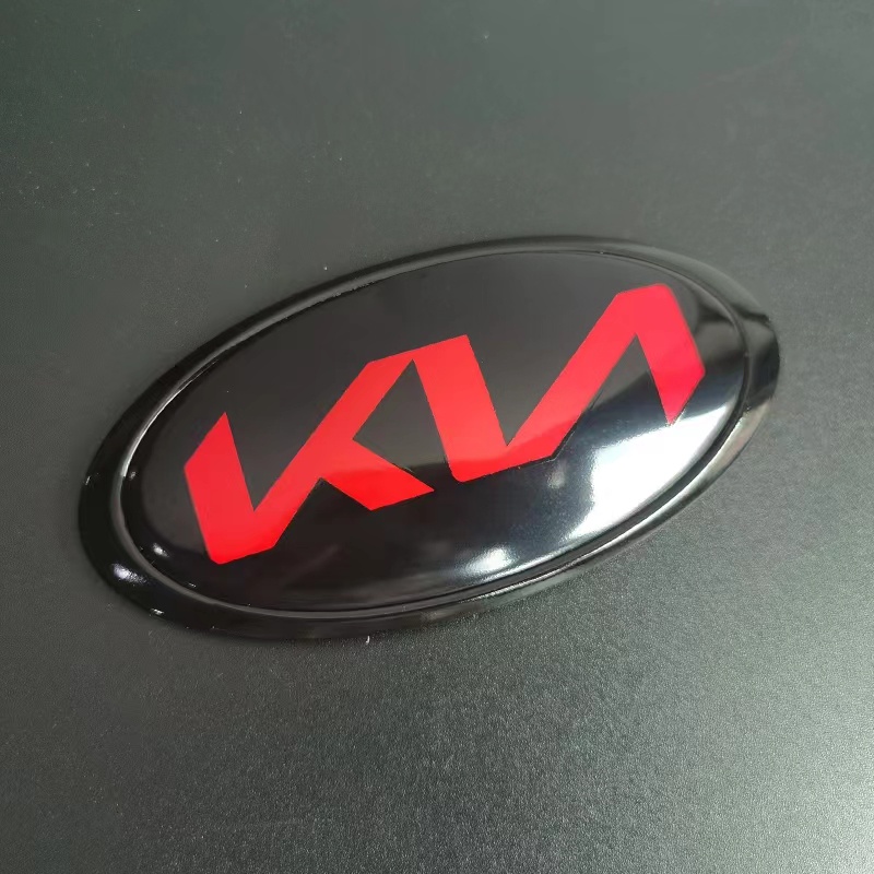 1x ABS New Hitam Merah KIA Logo Auto Mobil Depan Belakang Kap Bagasi Emblem Hias Badge Stiker Decal Replacemet Untuk KIA