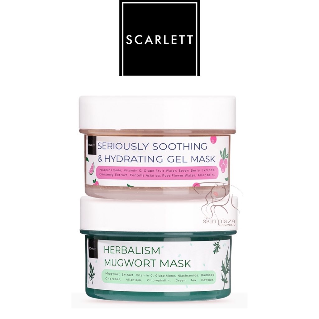 Scarlett Whitening Mask Series Herbalism Mugwort Seriously Soothing &amp; Hydrating Gel Masker Wajah BPOM