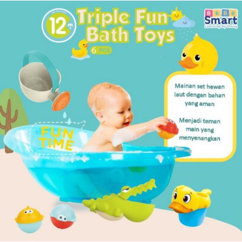 Bebe Smart Triple Fun Bath Toys Mainan Mandi Anak Isi 6 Pcs