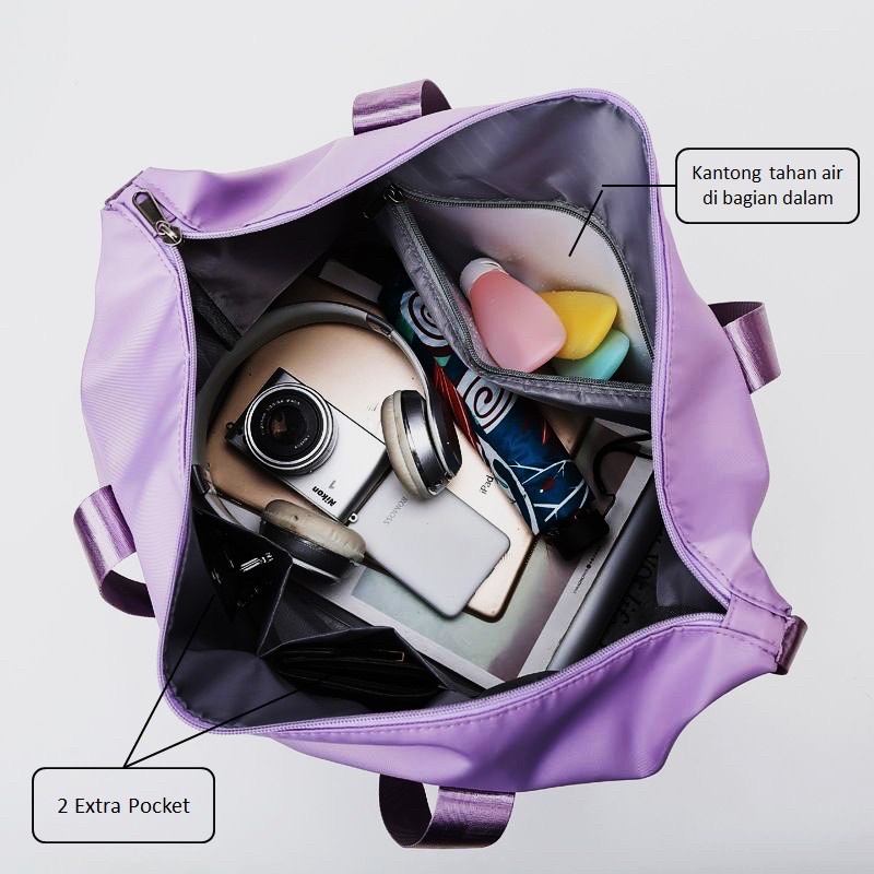Travel bag duffel tas travel besar anti air portable gym bag fitness hand carry travelling import