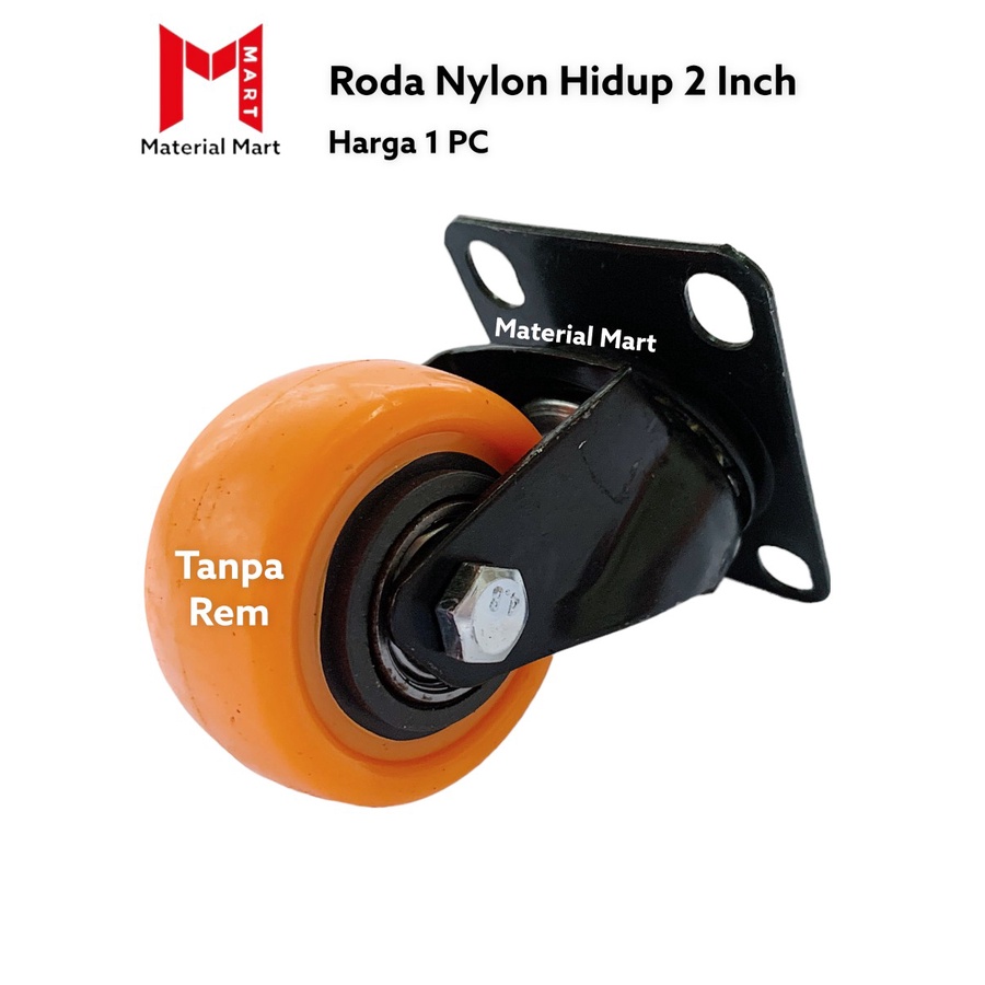 Roda Nylon 2 Inch Hidup | Roda Kastor Nylon 2&quot; Rem | Roda Etalase Trolley | Material Mart