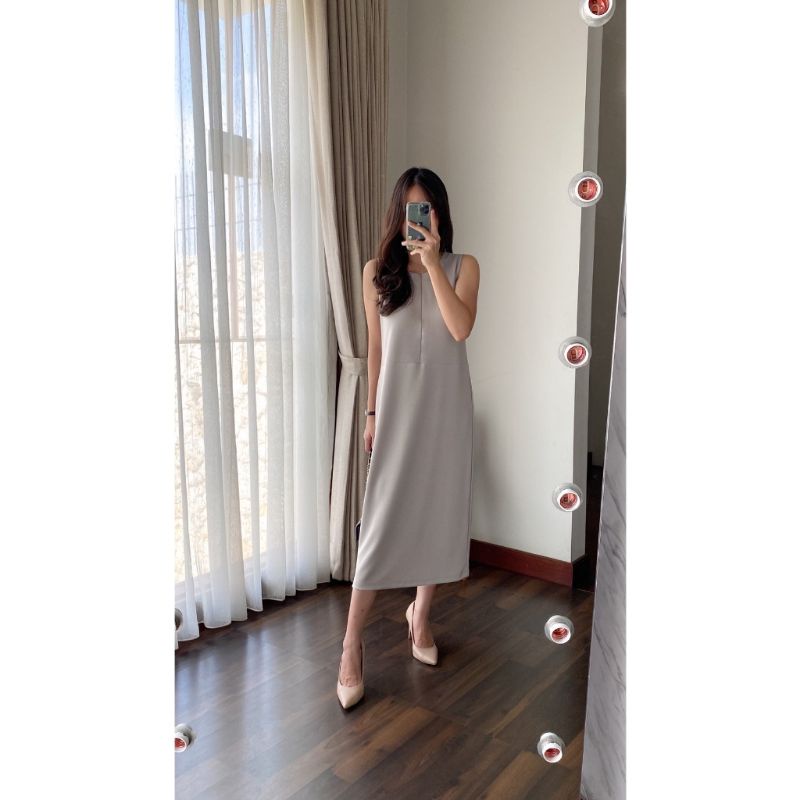 Laura Dress Loose Inner Midi Dress Polo Linen Sleeveless