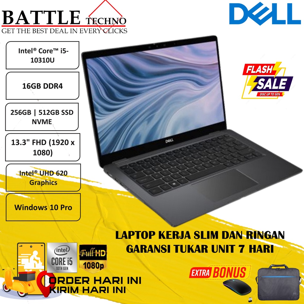 LAPTOP MURAH DELL LATITUDE 13 7310 INTEL I5 10310U 16GB 512GB 13.3 FHD WIN10PRO TERLARIS