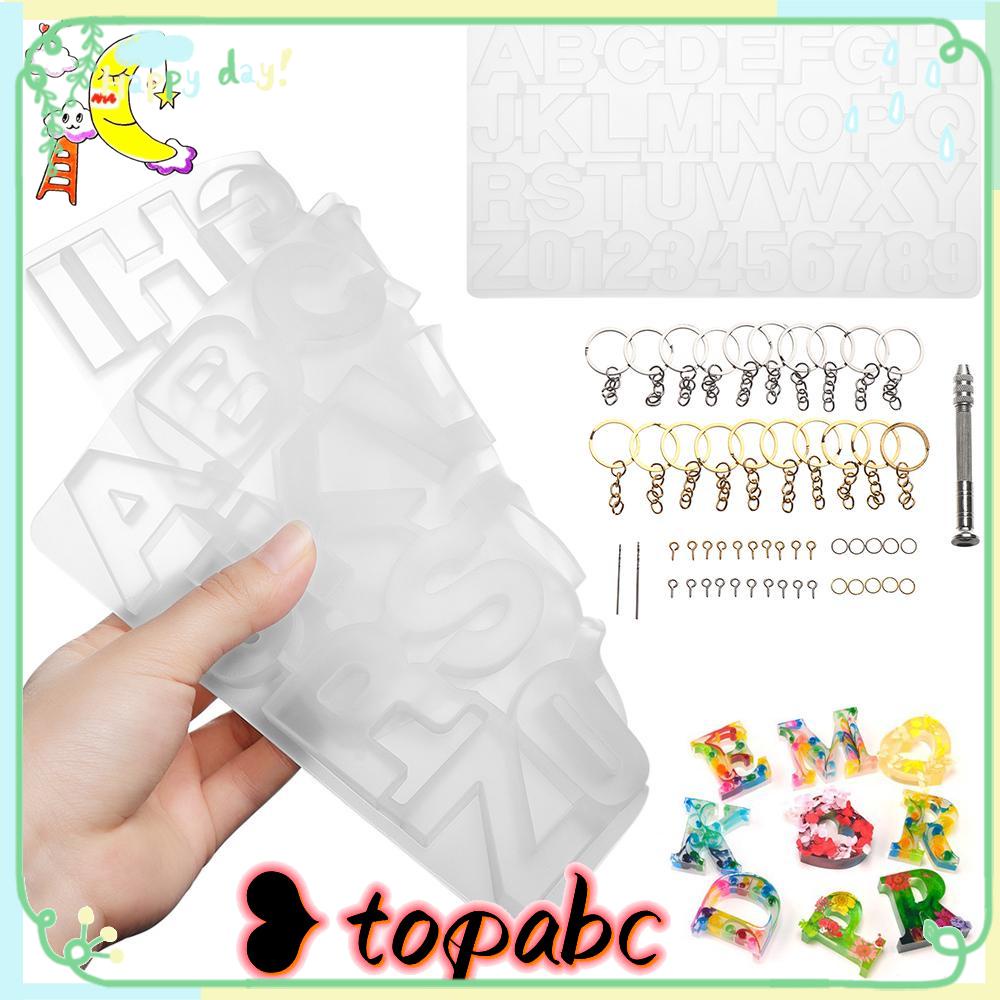 Top Huruf Alfabet Cetakan Kit 224 Pcs Gantungan Kunci Kerajinan Membuat Perhiasan Resin Casting Set