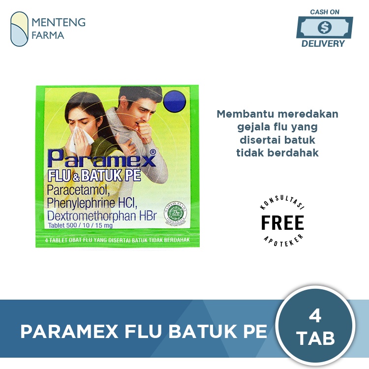 Paramex Flu Batuk PE 4 Tablet - Obat Flu yang disertai Batuk Kering