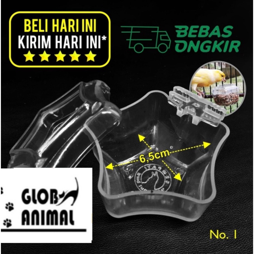CEPUK BINTANG SEGI LIMA tempat pakan minum anti tumpah burung lovebird