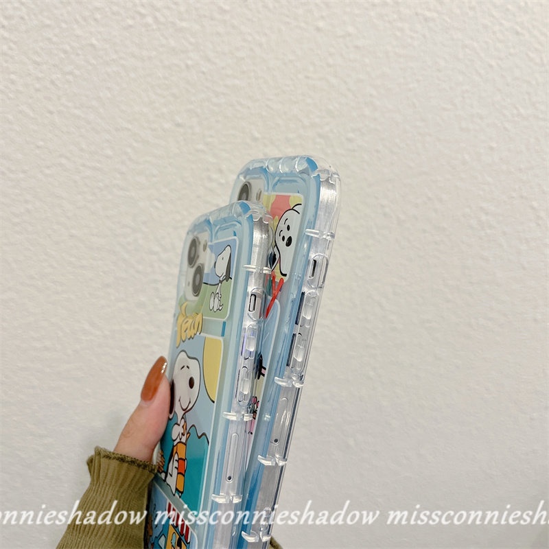 Casing Ponsel Tahan Guncangan Bening Kompatibel Untuk iPhone 7Plus 8Plus 11 Pro Max14 13 12 Pro MAX XR 7 8 6 6S Plus X XS MAX Kartun Lucu Snoopy Transparan Airbag Lembut TPU Penutup Belakang