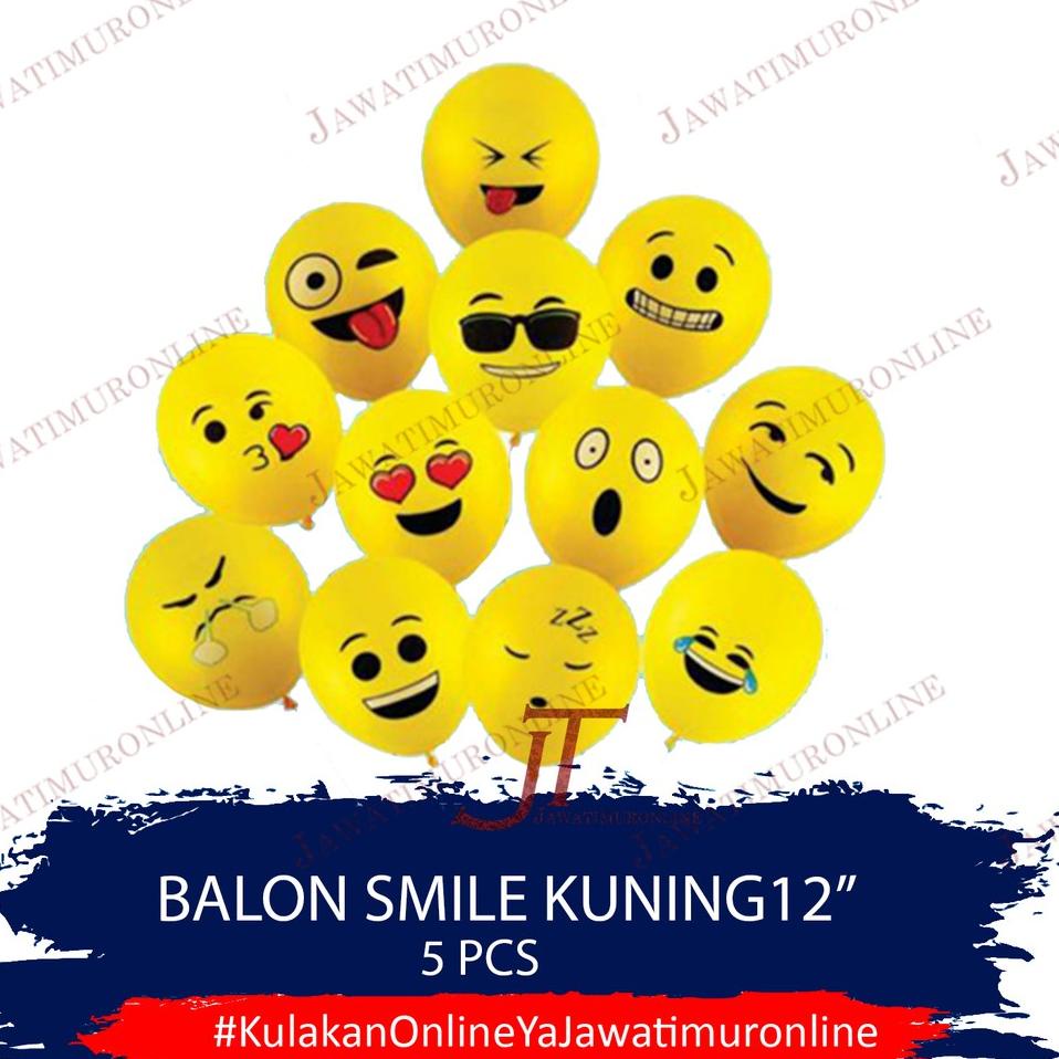 ㄳ Balon Latex Emoji 12 INCI (isi 5 Biji) Balon Smiley 12 INCI ゟ