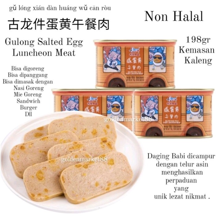 

Widyatmogrosir - Gulong Salted Egg Luncheon Meat Daging Babi Telur Asin Kaleng