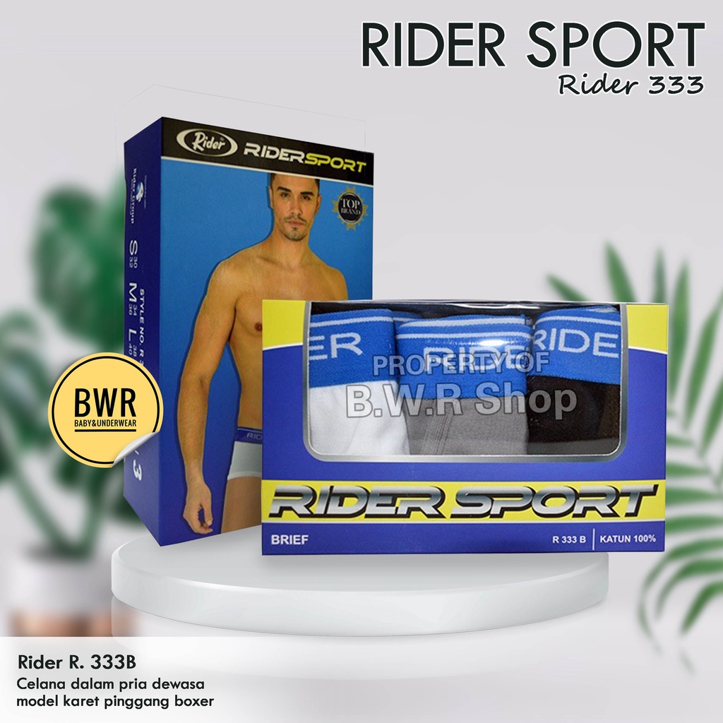 [ 3pc ] CD Rider Sport R 333 B BIRU / Celana Dalam Pria Dewasa Karet Tebal - Bwr