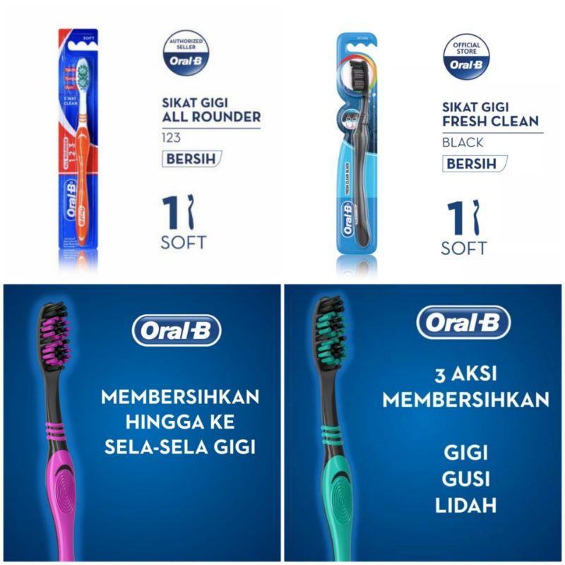 Oral B Sikat Gigi All Rounder 123 Clean / Fresh Clean Black - 1 pcs