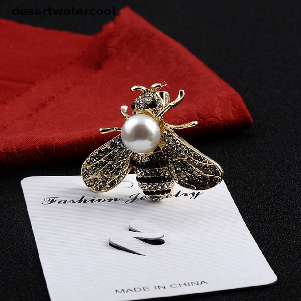 Deid Fashion Bros Lebah Halus Lucu Serangga Mutiara Korsase Bros Kristal Berlian Imitasi Pin Bros Perhiasan Hadiah Aksesoris Pakaian Martijn