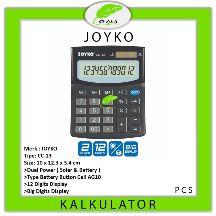 

TERJAMIN Calculator / Kalkulator Joyko CC-13 / 12 Digits