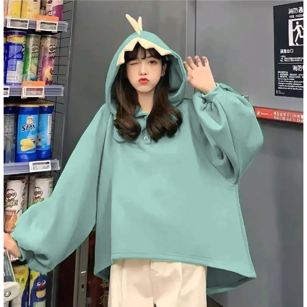 XXL DINOS HOODIE SWEATER OVERSIZE WANITA KOREAN STYLE - HOODIE WANITA TERBARU