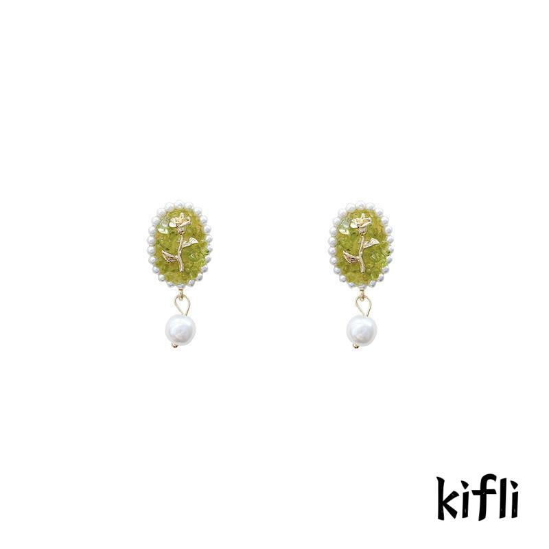 [KD] Anting Mutiara Bunga Mawar Perempuan Serbaguna Retro Hong Kong Gaya Peri Temperamen Anting