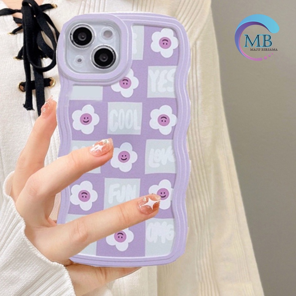 SS125 SOFTCASE SILIKON GELOMBANG MOTIF SMILE FLOWER FOR IPHONE 7 8 7+ 8+ X XS XR MAX 11 12 13 14 PRO MAX MB4106
