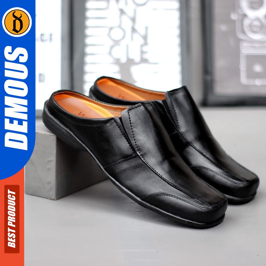 DEMOUS Jill - Sepatu Sandal Bustong Kulit Asli Slop Pria