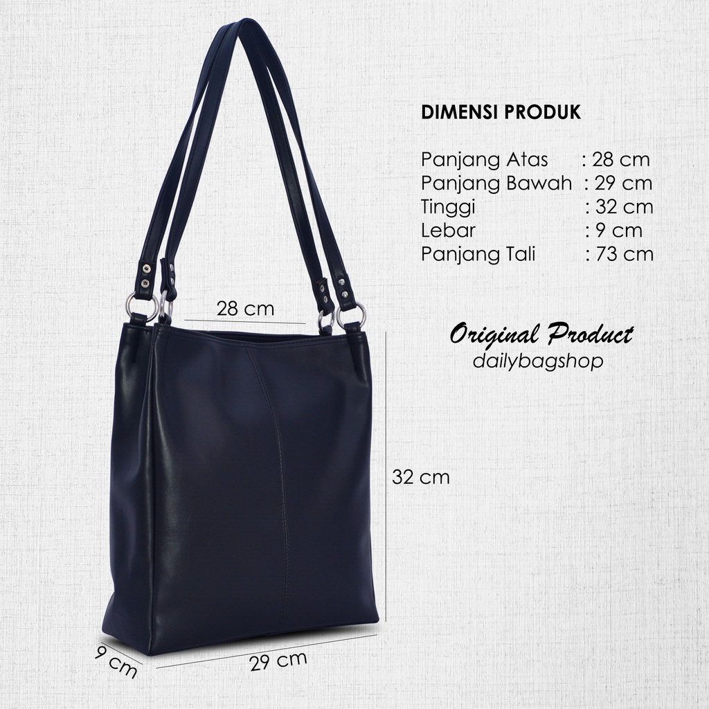 Tas Wanita Remaja Tote Bag Kulit PU Leather Ootd Untuk Bekerja Ke Kantor Kampus Jalan Jalan Daily Vivian Simpel Minimalis Elegan Material Kulit Glossy