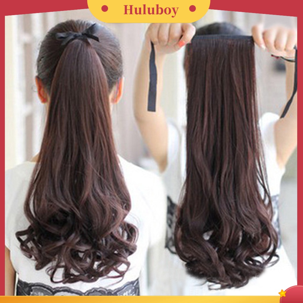 Rambut Palsu Ponytail Extension Panjang Bahan Serat Suhu Tinggi Untuk Wanita