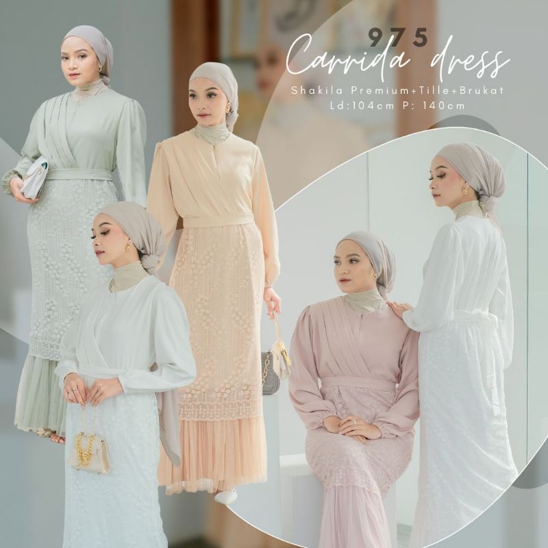 [ORI] Carrida Dress Pesta Hijau Sage Dress Terbaru Dress Viral Dress Kondangan Dress Wanita Dress Po
