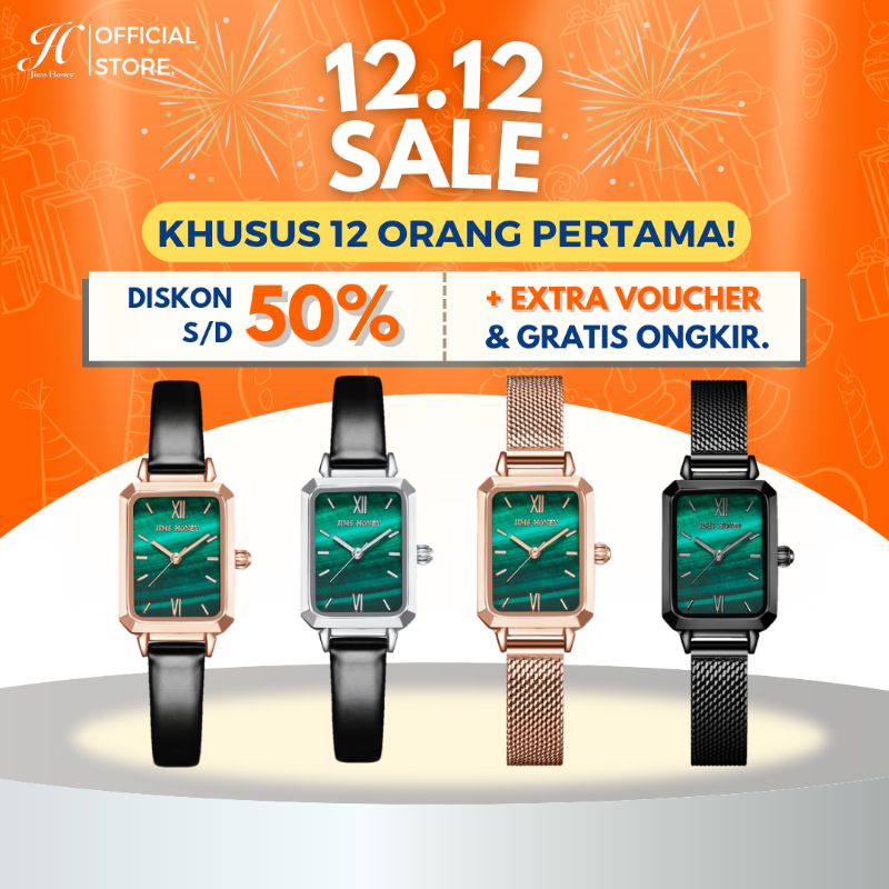 JAM TANGAN MINI KECIL MUNGIL WANITA MOTIF JADE EDITION GRADASI HIJAU GIOK TALI STRAP KULIT & MESH AN