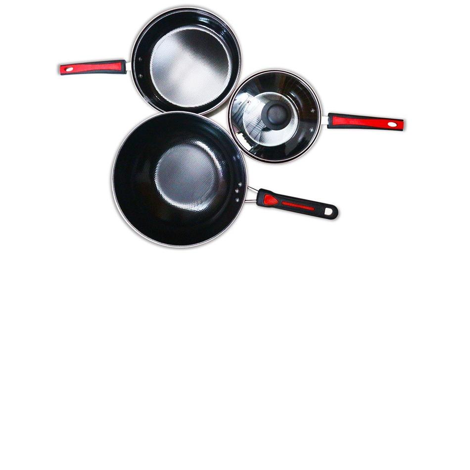 ゝ Panci Set Enamel GSF G-2630 Anti karat isi 4 Pcs - hitam ☈