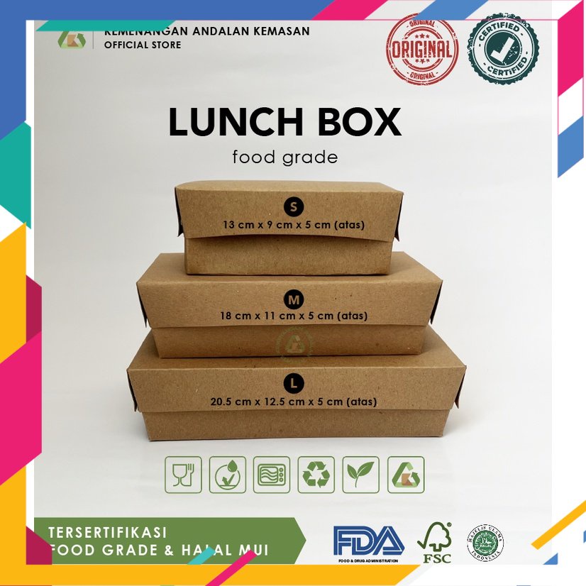 

SPECIAL NATAL DAN TAHUN BARU 2022 /Paper Lunch Box S,M,L/ Kotak makanan coklat polos/ lunch box selip