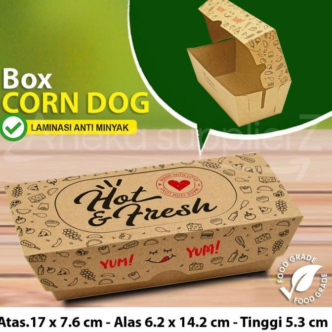 

((C-8.O㊛)) Kotak Dus Box Corn Dog Corndog (50 pc) murah