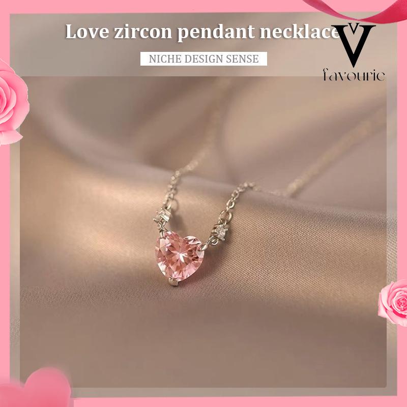 CODkalung cinta mewah yang manis dan ringan  kalung liontin zirkon  desain niche wanita-FA