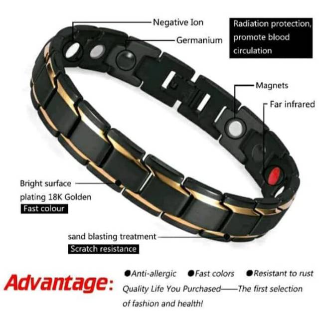 Gelang Magnetik Pria Gelang Kesehatan Stainless steel