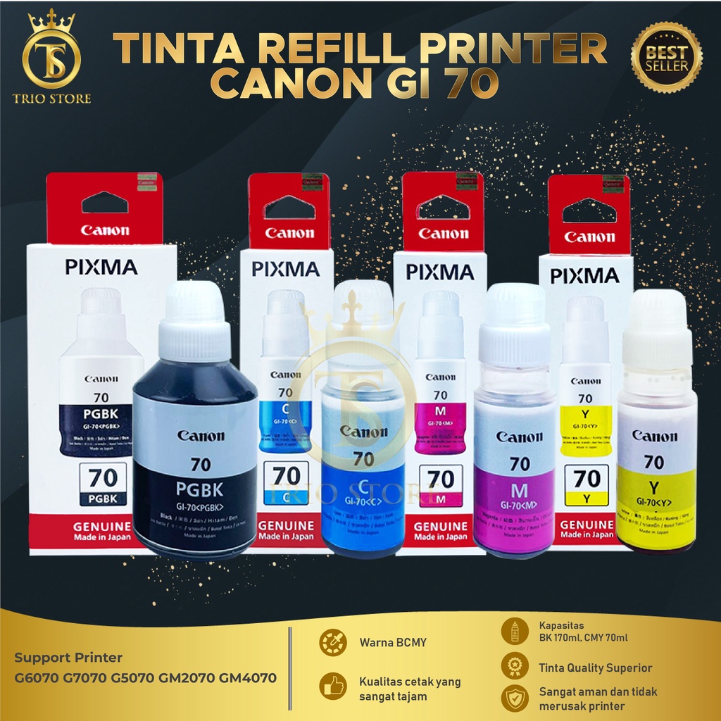1 SET 4 PCS Tinta Canon Gi 70 For Printer G5070 G6070 G7070 GM2070