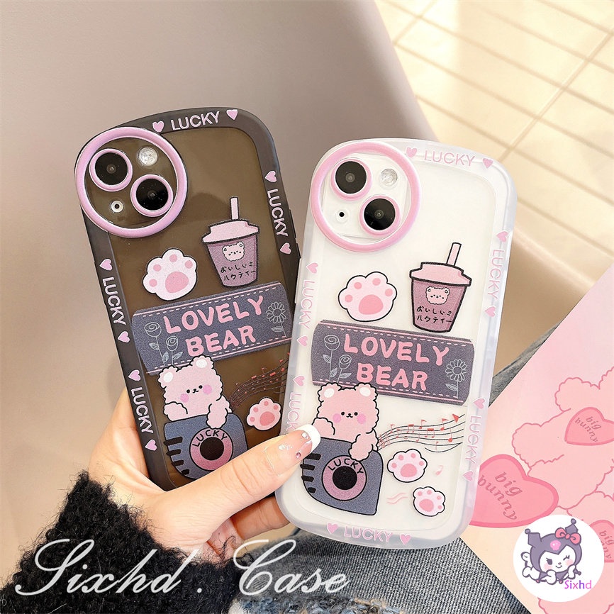 Realme C55 C53 C33 C35 C30s C25s C21Y C15 C12 C11 C30 C20A C25Y C3 C31 C21 C17 Realme 10Pro 9i 7i 6i 5i 5s Narzo N53 N55 30A 50A 50i Prime Kartun Milk Tea Bear Casing Ponsel Lembut Penutup Mata Besar