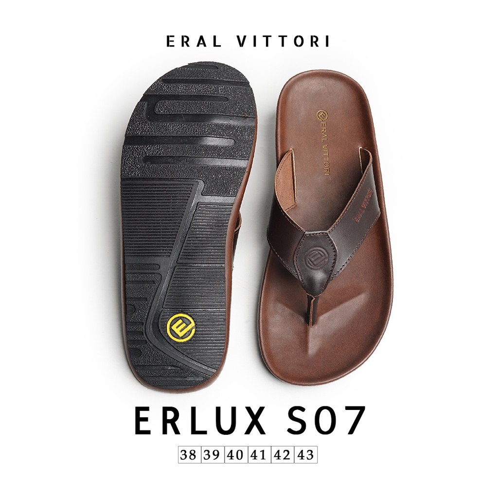 Eral Vittori - Erlux S07 Sandal Jepit Pria Kulit Kasual Harian