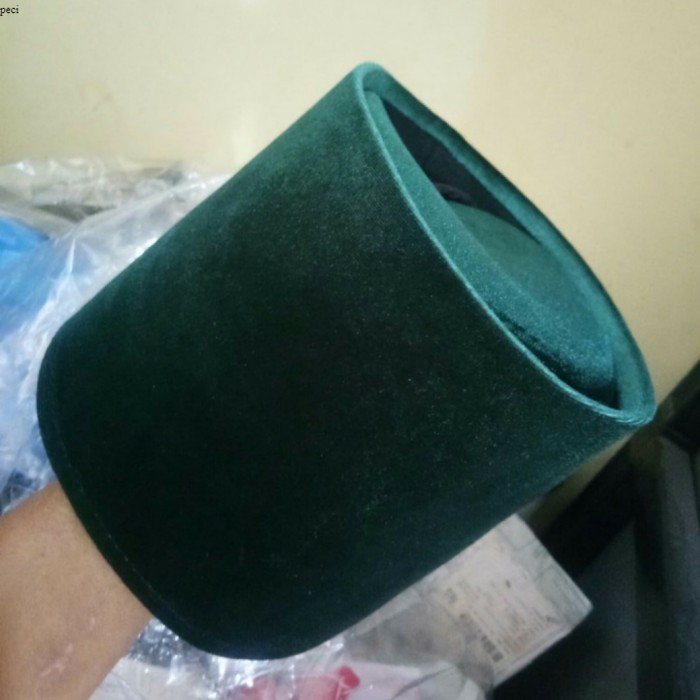 Peci Songkok Kopiah Turki/Mesir/Suffi bludru hijau tua tinggi 15cm - 9
