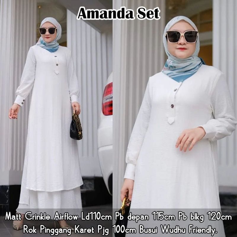 HAMEEDA SET - SETELAN Simple ROK TUNIK BAHAN CRINKEL