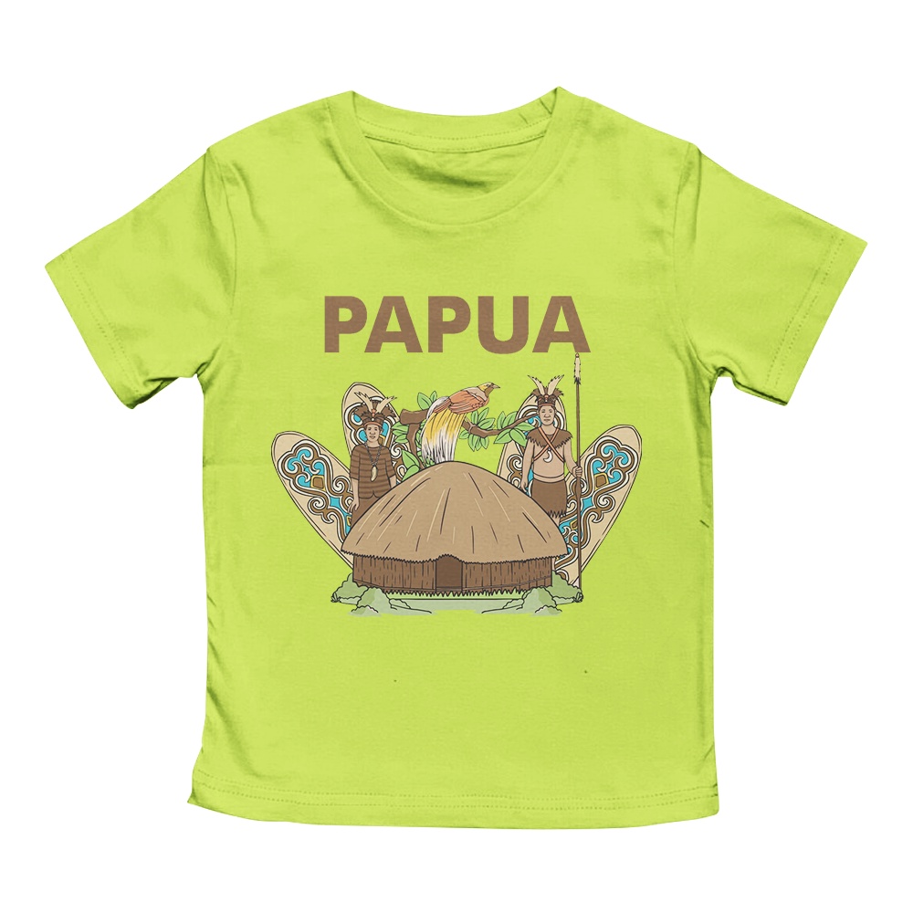 Kaos Anak Laki-laki dan Perempuan Unisex Lengan Pendek Motif Culture Indonesia PAPUA