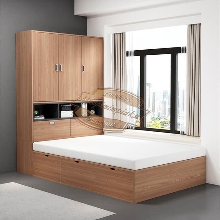 ,,,,,,,] Kamar Set Lemari Pakaian + Dipan Laci 100x200