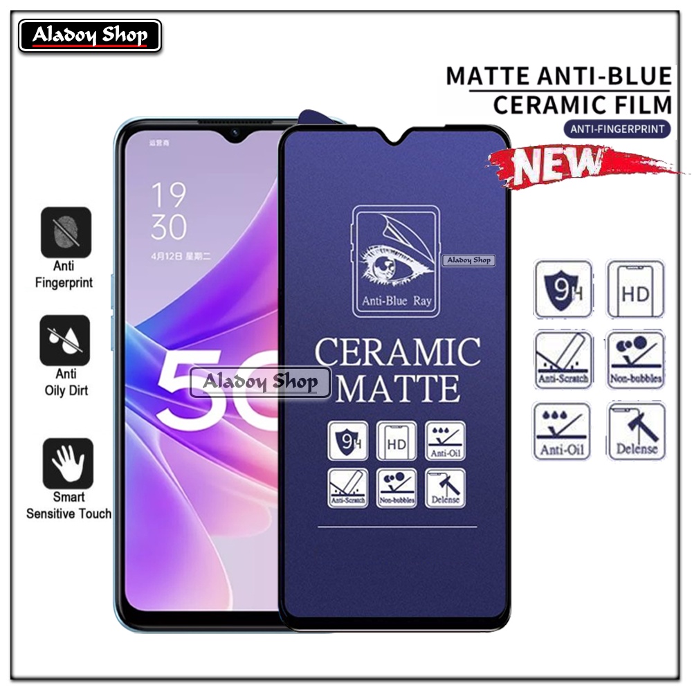 PAKET 3IN1 Anti Gores Blue Matte Anti Glare Oppo A57 5G/A77 5G + Tempered Glass Camera dan Skin Carbon