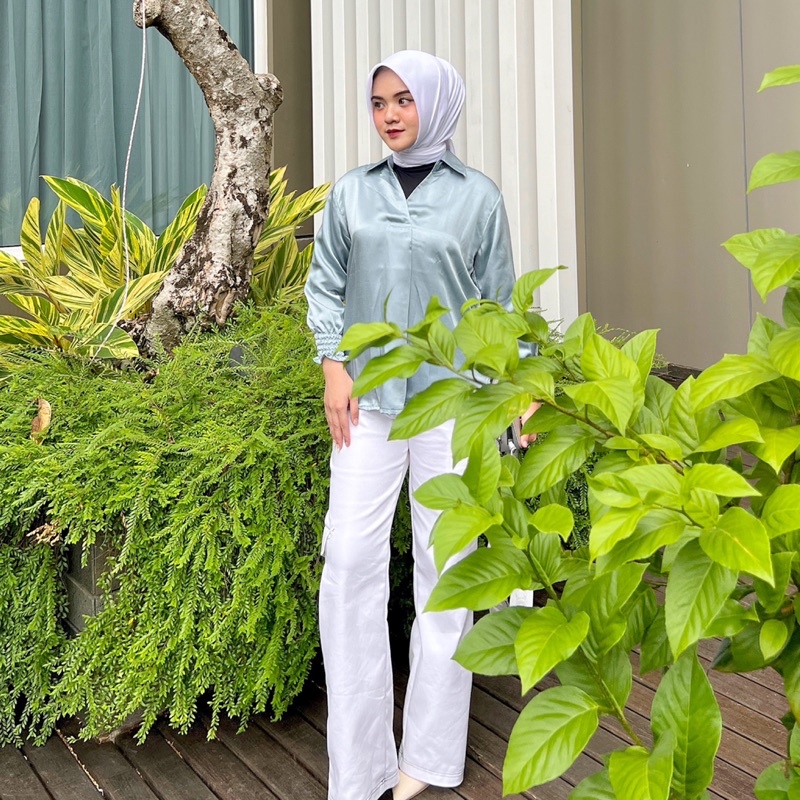 Zayda Shirt Top Kerut Silk ByVitafa