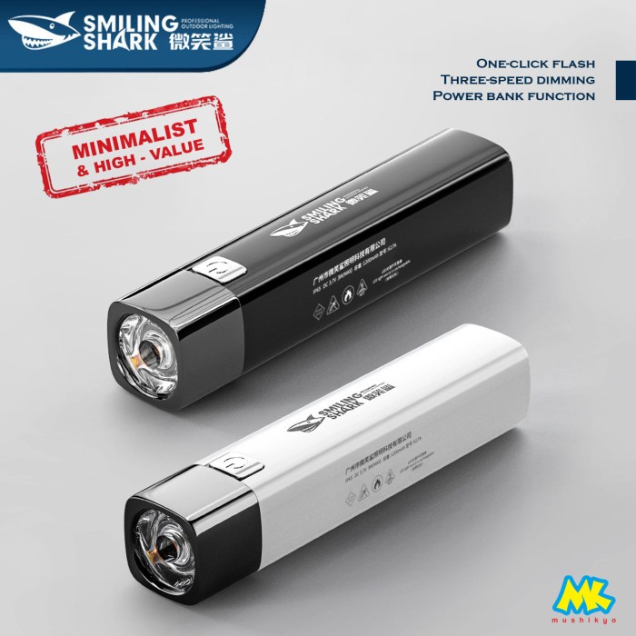 Headlamp Senter Smiling Shark / Ip65 Flashlight