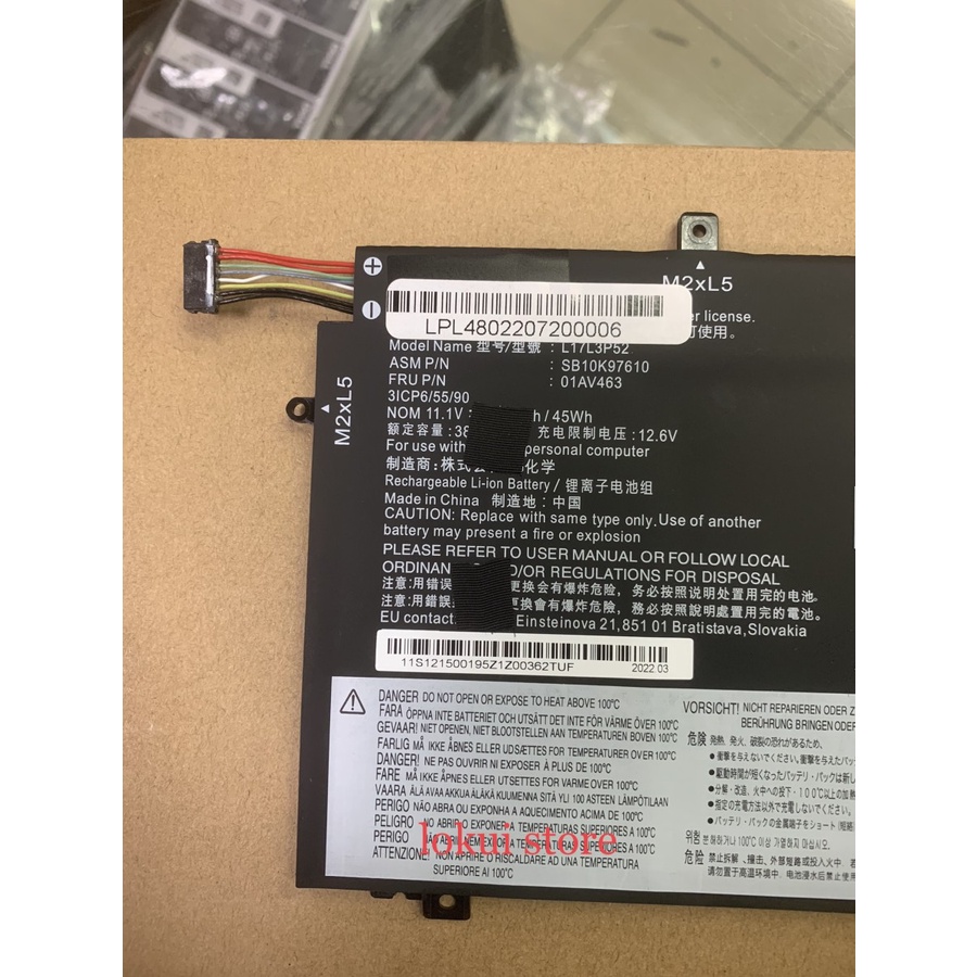 Baterai ORIGINAL Lenovo E480 E580 R480 R580 L480 L580 L17L3P52 L17L3P51