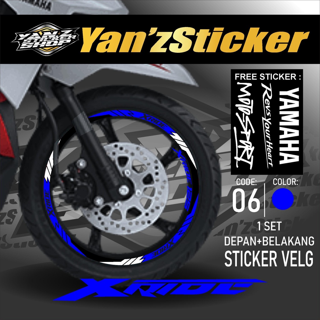 Aksesoris Stiker Cutting Sticker List Velg Motor Yamaha Xride 125 Lis Pelek Velk Variasi Set Depan B