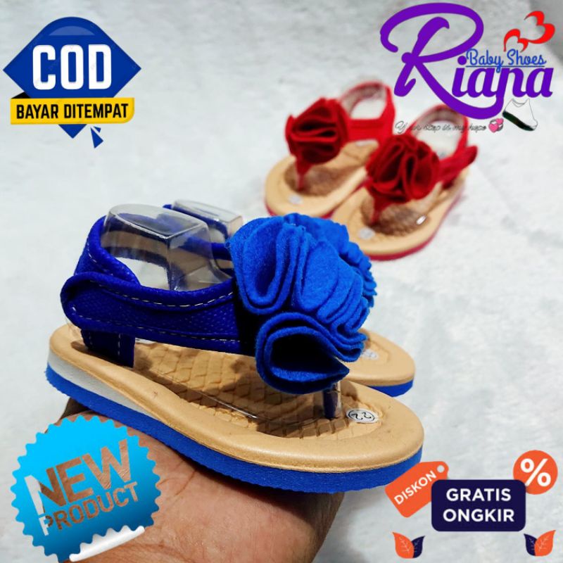 Sandal jepit bayi Bunga embos murah terbaru usia 6-18 Bulan