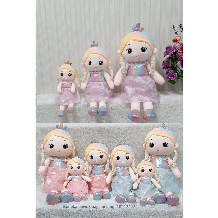 Boneka Cewek Baju Glitter Pelangi 10&quot;/36cm/Boneka Pretty girl/boneka anak perempuan/boneka lucu/