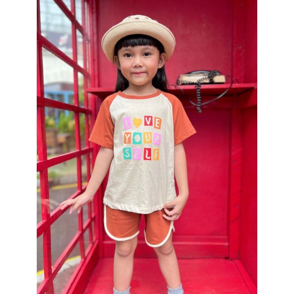 Setelan Anak Aksara Lucuna Original Kaos Cewek Super Premium 1-5 tahun