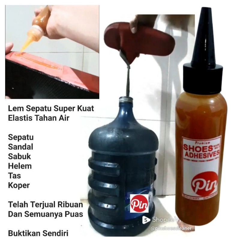 LEM SEPATU SUPER KUAT PIN SHOES ADHESIVES PEREKAT SUPER LENGKET TAHAN AIR CANVAS SUEDE NUBUK LEATHER