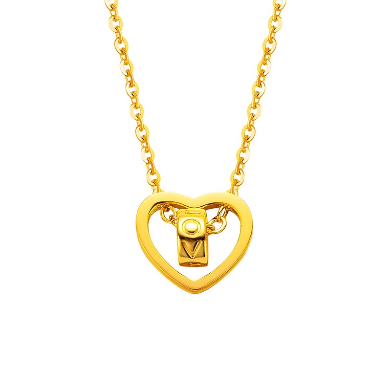 Goldkingdom Perhiasan Fashion Emas Asli Kadar 375Bangkok Aksesoris Ready Stock Cinta Cantik Kalung Revolving Love Heart Necklace Pernikahan Wanita