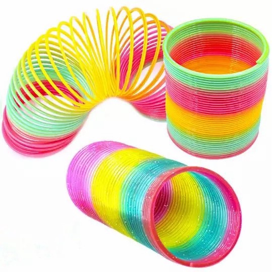 Mainan Slinky  Magic Spring Rainbow Spiral / Mainan Per Anak Pelangi / Mainan Montessori / Mainan Edukasi / Yoyo Cincin LED Nyala