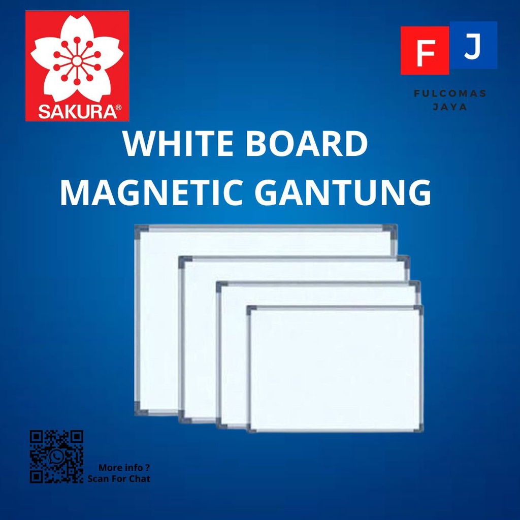 

SAKURA White Board / Papan tulis Magnetic Gantung 90x180 cm GARANSI RESMI