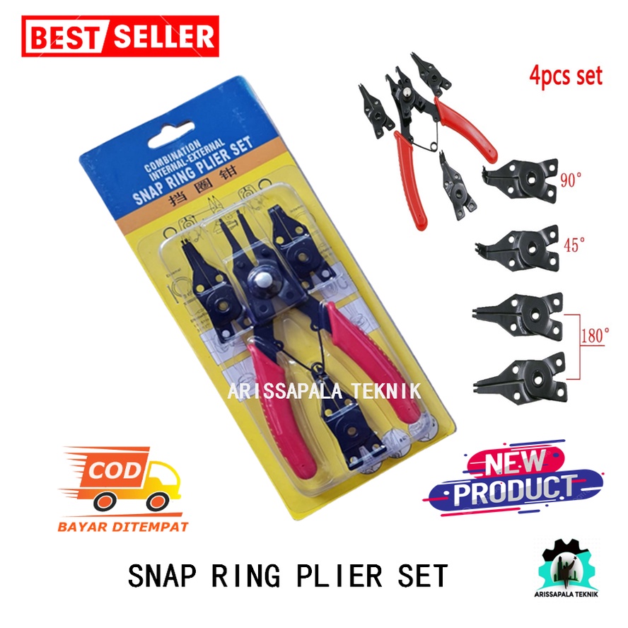 Tang Snap Ring Set 5 inch Tang Spi Sepi Tang Circlip 4 in 1 Multifungsi